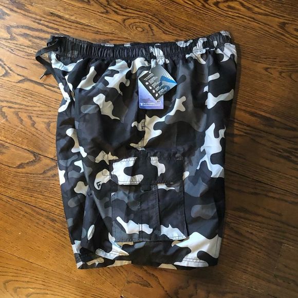KANU SURF Mens Black Grey Camouflage Lined Swim Trunks Sz 3X NWT - Picture 6 of 6